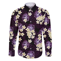Purple Tropical Hawaii Family Matching Mermaid Dress and Hawaiian Shirt Seamless Monstera Plumeria Hawaiian Pattern LT14 Dad's Shirt - Long Sleeve Purple - Polynesian Pride