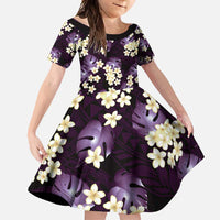 Purple Tropical Hawaii Family Matching Off Shoulder Maxi Dress and Hawaiian Shirt Seamless Monstera Plumeria Hawaiian Pattern - Polynesian Pride