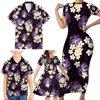 Purple Tropical Hawaii Family Matching Short Sleeve Bodycon Dress and Hawaiian Shirt Seamless Monstera Plumeria Hawaiian Pattern LT14 - Polynesian Pride