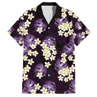 Purple Tropical Hawaii Family Matching Short Sleeve Bodycon Dress and Hawaiian Shirt Seamless Monstera Plumeria Hawaiian Pattern LT14 Dad's Shirt - Short Sleeve Purple - Polynesian Pride