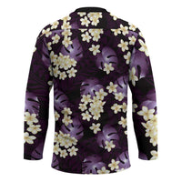 Purple Tropical Hawaii Hockey Jersey Seamless Monstera Plumeria Hawaiian Pattern - Polynesian Pride