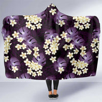 Purple Tropical Hawaii Hooded Blanket Seamless Monstera Plumeria Hawaiian Pattern - Polynesian Pride