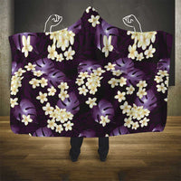 Purple Tropical Hawaii Hooded Blanket Seamless Monstera Plumeria Hawaiian Pattern - Polynesian Pride