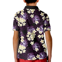 Purple Tropical Hawaii Kid Polo Shirt Seamless Monstera Plumeria Hawaiian Pattern - Polynesian Pride