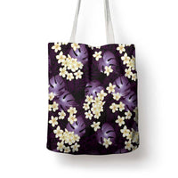 Purple Tropical Hawaii Tote Bag Seamless Monstera Plumeria Hawaiian Pattern - Polynesian Pride