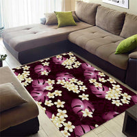 Pink Tropical Hawaii Area Rug Seamless Monstera Plumeria Hawaiian Pattern - Polynesian Pride