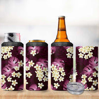 Pink Tropical Hawaii 4 in 1 Can Cooler Tumbler Seamless Monstera Plumeria Hawaiian Pattern - Polynesian Pride