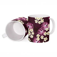 Pink Tropical Hawaii Ceramic Mug Seamless Monstera Plumeria Hawaiian Pattern - Polynesian Pride