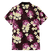 Pink Tropical Hawaii Family Matching Short Sleeve Bodycon Dress and Hawaiian Shirt Seamless Monstera Plumeria Hawaiian Pattern LT14 - Polynesian Pride