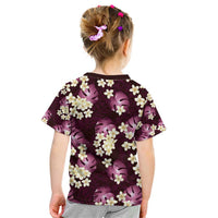 Pink Tropical Hawaii Kid T Shirt Seamless Monstera Plumeria Hawaiian Pattern - Polynesian Pride