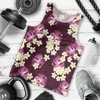 Pink Tropical Hawaii Men Tank Top Seamless Monstera Plumeria Hawaiian Pattern - Polynesian Pride