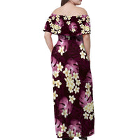 Pink Tropical Hawaii Off Shoulder Maxi Dress Seamless Monstera Plumeria Hawaiian Pattern LT14 - Polynesian Pride