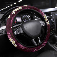 Pink Tropical Hawaii Steering Wheel Cover Seamless Monstera Plumeria Hawaiian Pattern - Polynesian Pride