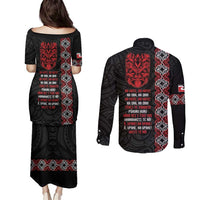 Aotearoa Toitu Te Tiriti Couples Matching Puletasi and Long Sleeve Button Shirt Honour The Treaty Maori Haka