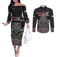Aotearoa Toitu Te Tiriti Couples Matching Off The Shoulder Long Sleeve Dress and Long Sleeve Button Shirt Stand Together! Stand Stronger! - NZ Tiki