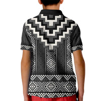 Black Taniko Aotearoa Kid Polo Shirt Niho Taniwha Mix Poutama LT14