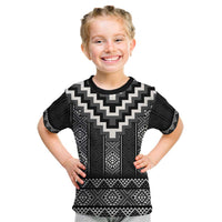 Black Taniko Aotearoa Kid T Shirt Niho Taniwha Mix Poutama LT14