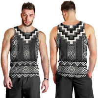 Black Taniko Aotearoa Men Tank Top Niho Taniwha Mix Poutama LT14