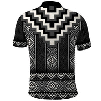 Black Taniko Aotearoa Polo Shirt Niho Taniwha Mix Poutama LT14