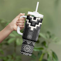 Black Taniko Aotearoa Tumbler With Handle Niho Taniwha Mix Poutama LT14