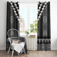 Black Taniko Aotearoa Window Curtain Niho Taniwha Mix Poutama LT14 - Polynesian Pride