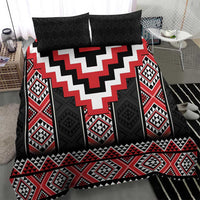 Red Taniko Aotearoa Bedding Set Niho Taniwha Mix Poutama LT14 - Polynesian Pride