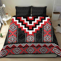 Red Taniko Aotearoa Bedding Set Niho Taniwha Mix Poutama LT14 - Polynesian Pride