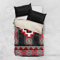 Red Taniko Aotearoa Bedding Set Niho Taniwha Mix Poutama LT14 US Twin 172cm x 218cm Red - Polynesian Pride