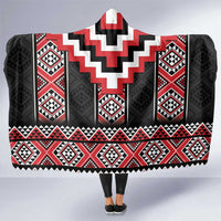 Red Taniko Aotearoa Hooded Blanket Niho Taniwha Mix Poutama LT14