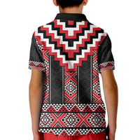 Red Taniko Aotearoa Kid Polo Shirt Niho Taniwha Mix Poutama LT14