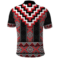 Red Taniko Aotearoa Polo Shirt Niho Taniwha Mix Poutama LT14