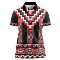 Red Taniko Aotearoa Women Polo Shirt Niho Taniwha Mix Poutama LT14 Female Red - Polynesian Pride