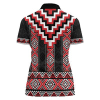 Red Taniko Aotearoa Women Polo Shirt Niho Taniwha Mix Poutama LT14 - Polynesian Pride