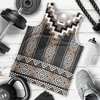 Brown Taniko Aotearoa Men Tank Top Niho Taniwha Mix Poutama LT14