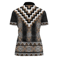 Brown Taniko Aotearoa Women Polo Shirt Niho Taniwha Mix Poutama LT14