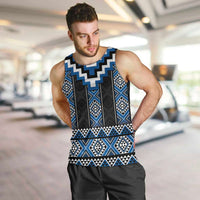 Blue Taniko Aotearoa Men Tank Top Niho Taniwha Mix Poutama LT14