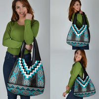 Turquoise Taniko Pattern Aotearoa Grocery Bag Niho Taniwha Mix Poutama