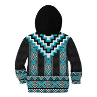 Turquoise Taniko Pattern Aotearoa Kid Hoodie Niho Taniwha Mix Poutama LT14