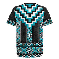 Turquoise Taniko Pattern Aotearoa Rugby Jersey Niho Taniwha Mix Poutama LT14