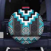 Turquoise Taniko Pattern Aotearoa Spare Tire Cover Niho Taniwha Mix Poutama