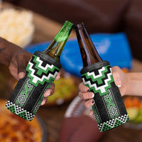 Green Taniko Pattern Aotearoa 4 in 1 Can Cooler Tumbler Niho Taniwha Mix Poutama LT14