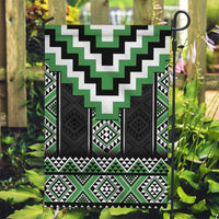 Green Taniko Pattern Aotearoa Garden Flag Niho Taniwha Mix Poutama