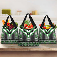 Green Taniko Pattern Aotearoa Grocery Bag Niho Taniwha Mix Poutama