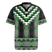 Green Taniko Pattern Aotearoa Rugby Jersey Niho Taniwha Mix Poutama LT14