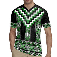 Green Taniko Pattern Aotearoa Rugby Jersey Niho Taniwha Mix Poutama LT14