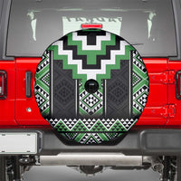 Green Taniko Pattern Aotearoa Spare Tire Cover Niho Taniwha Mix Poutama
