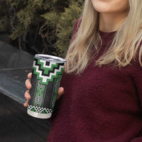 Green Taniko Pattern Aotearoa Tumbler Cup Niho Taniwha Mix Poutama LT14