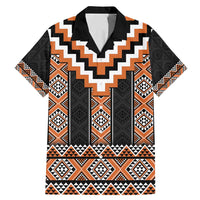 Orange Taniko Pattern Aotearoa Family Matching Mermaid Dress and Hawaiian Shirt Niho Taniwha Mix Poutama LT14
