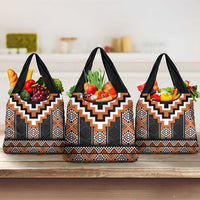Orange Taniko Pattern Aotearoa Grocery Bag Niho Taniwha Mix Poutama