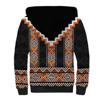 Orange Taniko Pattern Aotearoa Sherpa Hoodie Niho Taniwha Mix Poutama LT14